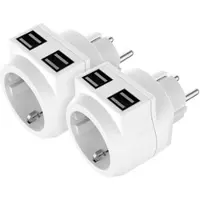 Revolt 2er-Set Steckdose mit 4-fach-USB-Netzteil (3,6 A / 18 W), bis 3.680 W