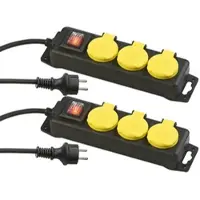 Revolt 2er-Set schaltbare 3-fach-Outdoor-Steckdosenleisten, 3.680 Watt, IP44