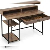 Costway Schreibtisch mit Monitorständer und einer Schublade - Braun - 120x56x90,5cm