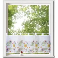Weckbrodt Scheibengardine "Akina" Schlaufen 1 Stk. tlg. Bistro, Voile, bedruckt, floral, HxB 45x120cm, Gardine, Store