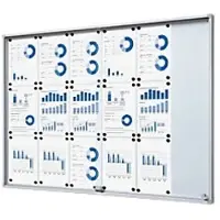 SHOWDOWN Vitrine Magnetisch 18 x A4 Wandmontage Abschließbar Innen 134,6 (B) x 94,8 (H) cm Silber