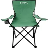 24MOVE Campingstuhl Faltstuhl, grün, mit Getränkehalter und Tragetasche Outdoor, faltbar max. 100kg, Anglerstuhl, Polyester