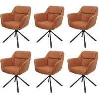 Mendler 6er-Set Esszimmerstuhl HWC-K33, Küchenstuhl Stuhl, drehbar Auto-Position, Stoff MVG Wildleder-Optik braun