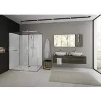 Hoesch Duschabtrennung nUnity Eckversion 1200x900 mit Flügeltüren und Armatur inklusive Duschwanne a 8629435.101401