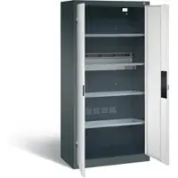C+P Akkuladeschrank Basic mit Vollblechtüren, H 1950 x B 930 x T 500 mm, Anthrazit/Lichtgrau