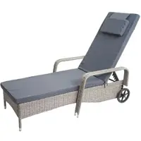 Mendler Poly-Rattan Sonnenliege Carrara, Relaxliege Gartenliege Liege, Alu grau, Kissen dunkelgrau