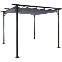 Mendler Pergola HWC-C42, Garten Pavillon, stabiles 6cm-Gestell + Schiebedach 3x3m grau