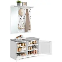 Vasagle Schuhbank Wandgarderobe Set mit 10 Doppelhaken 81cm breit LSC010W01