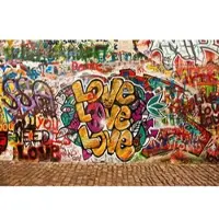 Papermoon Fototapete "Love Graffiti Wand", bunt, B:2,5m L:1,9m, Vlies, Tapeten, Fototapete