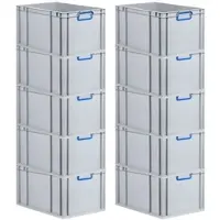 Proregal 10x Eurobox NextGen Color | HxBxT 22x40x60cm | 65 Liter | Griffe blau geschlossen | Verstärkter Boden | Eurobehälter