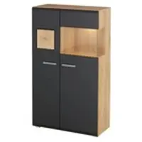 Möbel Kraft Standvitrine ¦ schwarz ¦ Maße (cm): B: 80 H: 139 T: 37.0