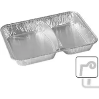 VEPATIM 100x Alu-Menüschalen Aluschalen 2-geteilt 1020 ml 227 x 177 x 39 mm