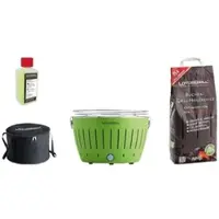 LotusGrill - Sonderpaket BBQ Classic Grün (cm 35) mit 2,5 Kg Holzkohle und Brenngel