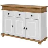Möbel Kraft Sideboard aus Massivholz Fehmarn , weiß , Maße (cm): B: 141,3 H: 100 T: 46.3