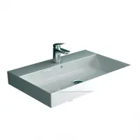 Alpenberger Waschbecken Gäste WC | Aufsatzwaschbecken mit Hahnloch | Waschtisch Bad Waschplätze | Keramik Handwaschbecken 70 cm Breit | Gästewaschbecken Badezimmer | Hängewaschbecken Wandmontage