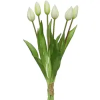 MARELIDA Tulpenbund mit 6 Blüten künstliche Tulpen Kunstblumen Dekoblumen H: 40cm weiß