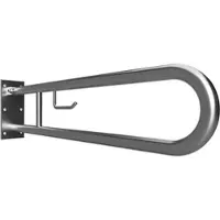 BRILLANTBAD BELP Stützklappgriff in U-Form mit Toilettenpapierhalter Edelstahl gebürstet 100x250x916 mm, 120 kg Traglast für Bad & WC >> zum Bohren