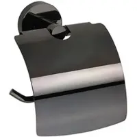 BRILLANTBAD BEMATIT Papierrollenhalter mit Deckel Messing Metallic Grau poliert 140x155x80 mm für Bad & WC >> zum Bohren oder Kleben*