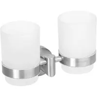 BRILLANTBAD BEO Doppelglashalter mit Glas Edelstahl matt 175x118x90 mm für Bad & WC >> zum Bohren oder Kleben*