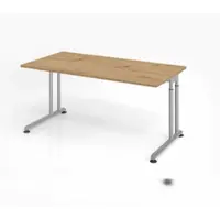 Proregal - Büromöbel mit top Leistungsdaten Schreibtisch Nilo | Asteiche | Silber Gestell | BxT 160x80cm | Arbeitshöhe 68-82cm | höhenjustierbar, 1cm Raster | C-Fuß-Gestell | Rechteckform