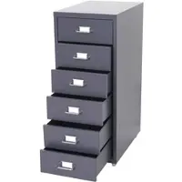 Mendler Rollcontainer Boston T851, Schubladenschrank Stahlschrank, 69x28x41cm 6 Schubladen ~ dunkelgrau