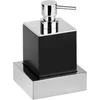 BRILLANTBAD MAX Seifenspender Polyresin Messing Chrom Schwarz 75x160x86 mm, 200 ml für Bad & Küche >> zum Bohren