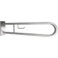 BRILLANTBAD BELP Stützklappgriff in U-Form mit Toilettenpapierhalter Edelstahl gebürstet mit Abdeckung 100x250x866 mm, 120 kg Traglast für Bad & WC >> zum Bohren