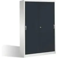 C+P Aktenschrank Acurado mit Schiebetüren, 5 Ordnerhöhen, H1950xB1200xT500mm Front Schwarzgrau Korpus Lichtgrau
