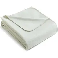 Wometo PREMIUM Fleecedecke melange OEKO-TEX 140x190 ca. 700g extra dick - weiß meliert (Bi-Color) mit Anti-Pilling und Qualitäts-Kettelrand weiß