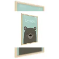 Allboards Teddybär „Sweet Dreams“, Pastellfarben, 60x40cm im Naturholzrahmen, Magnettafel