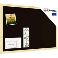 Allboards Schwarz Pinnwand mit Holz Rahmen 60x40cm Korktafel Korkwand Pinnwand Kork Schwarz Oberfläche