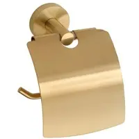 BRILLANTBAD BABLO Papierrollenhalter mit Deckel Messing Gold matt 80x140x155 mm für Bad & WC >> zum Bohren oder Kleben*