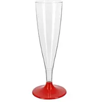 Monouso - Mehrweg Durable Sektglas aus PS Fuß Rot 140ml 2-teilig (6 Stück)