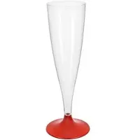 Monouso - Mehrweg Sektglas aus PS Fuß Rot 140ml 2-teilig (20 Stück)