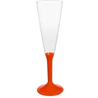 Monouso - Mehrweg Sektglas aus PS Fuß Rot 160ml 2-teilig (20 Stück)
