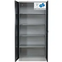 Proregal Stahlschrank Bee 4 Fachböden HxBxT 195 x 92 x 42 cm Pulverbeschichtetes Fachbodenmaterial Grau & Schwarz