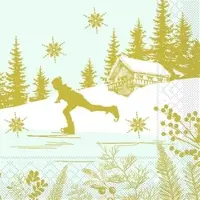 Sovie HORECA Weihnachtsserviette Schlittschuhläufer aus Tissue 40 x 40 cm, 100 Stück