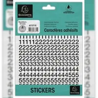 Exacompta 67371E 10x Packung mit selbstklebenden, schwarzen Zahlen 0-9 10 mm - Schwarz