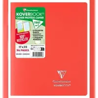 Clairefontaine 10x Koverbook, Heft 17x22 cm, 48 Blatt 90g, französische Lineatur Seyès, Einband aus opakem Polypropylen, 100% recycelt - Rot 951414C