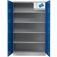 Proregal Stahlschrank BEE mit 4 verzinkten Fachböden | HxBxT 195x120x60cm | Grau-Blau | Werkstattschrank Werkzeugschrank Aktenschrank Universalschrank