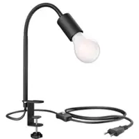 Ledscom.de Klemmleuchte LELE mit Schwanenhals, schwarz, inkl. E27 Lampe, Energieeffizienzklasse A, gefrostet (warmweiß, 4W, 935lm)