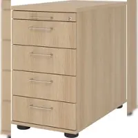 Bümö Schreibtisch Schrank abschließbar, Schubladenschrank Holz in Eiche, Container mit Schubladen - Schubladen Schrank Büro, Schreibtisch Container