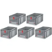 Proregal SparSet 5x Eurobox NextGen Insight Cover HxBxT 22 x 30 x 40 20 Liter Hoch/Rot Eurobehälter Transportbox
