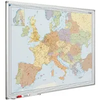 Proregal Magnetisches Whiteboard Straßenkarte Europa | HxB 90x120cm | mit Befestigungsmaterial & Stiftablage | Sublimationsstahl