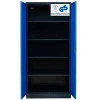 Proregal Stahlschrank BEE mit 7 lackierten Fachböden | HxBxT 195x92x42cm | Schwarz-Blau | Werkstattschrank Werkzeugschrank Aktenschrank