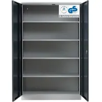 Proregal Stahlschrank BEE mit 6 verzinkten Fachböden | HxBxT 195x120x42cm | Grau-Anthrazit | Werkstattschrank Werkzeugschrank Aktenschrank