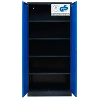 Proregal Stahlschrank BEE mit 10 verzinkten Fachböden | HxBxT 195x92x42cm | Anthrazit-Blau | Werkstattschrank Werkzeugschrank Aktenschrank