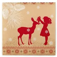 Sovie HORECA Serviette Sarah aus Linclass Airlaid 40 x 40 cm, 50 Stück - Weihnachten Mädchen mit Reh