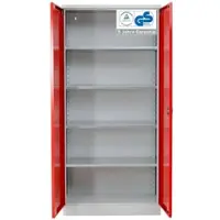 Proregal Stahlschrank BEE mit 10 verzinkten Fachböden | HxBxT 195x92x50cm | Grau-Rot | Werkstattschrank Werkzeugschrank Aktenschrank Universalschrank