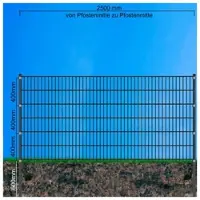 FA-Bausysteme Doppelstabzaun Anthrazit 8-6-8 Leiste 1230 mm 50 m